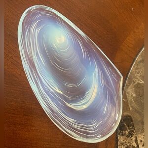 Vintage Sabino France Opalescent Glass Art Clamshell Soapdish Trinket Dish 6”